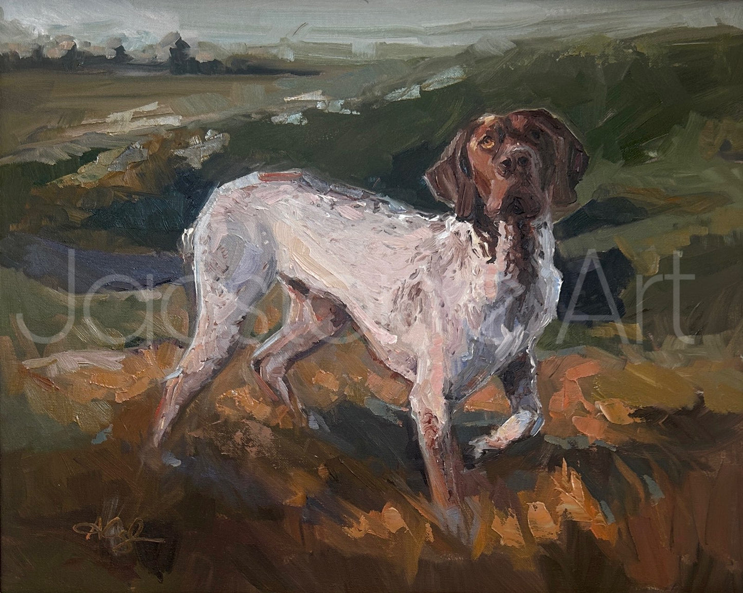 German Short Haired Pointer, Bird, Dog, GSP Hunting Dog Artwork- Art Print