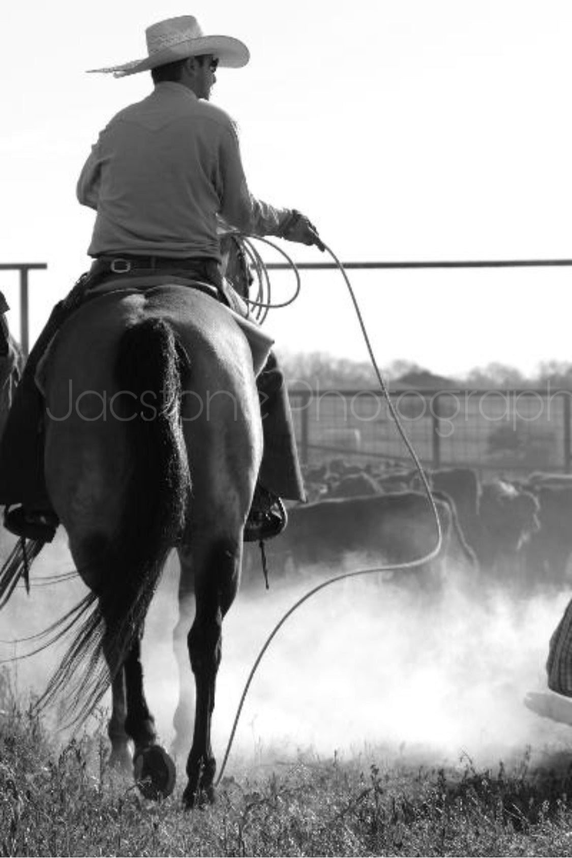 “Closed Loop” Working Horse and Cowboy Black and White Photography