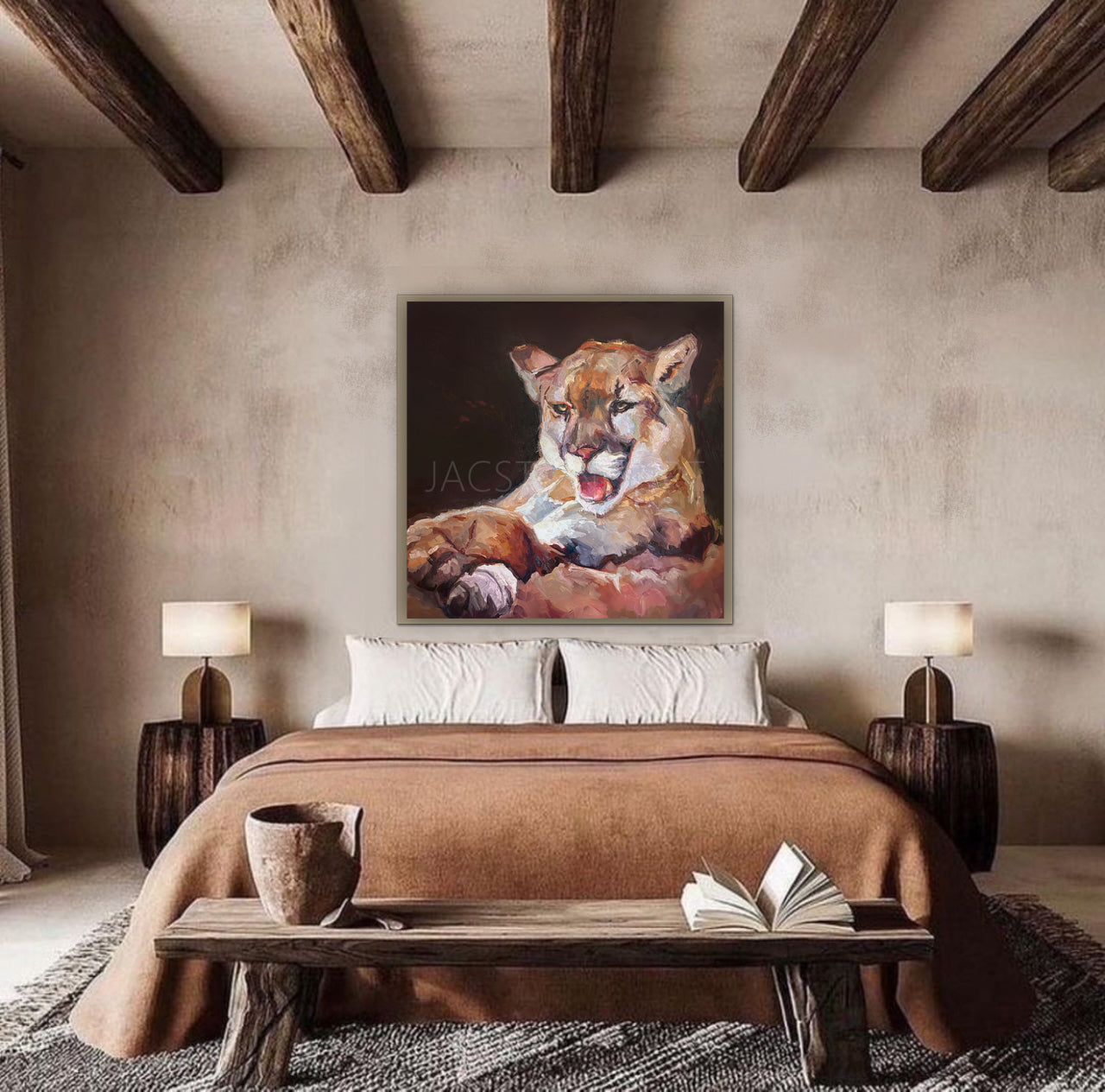 The Calm at Sunset- Mountain Lion Art Print