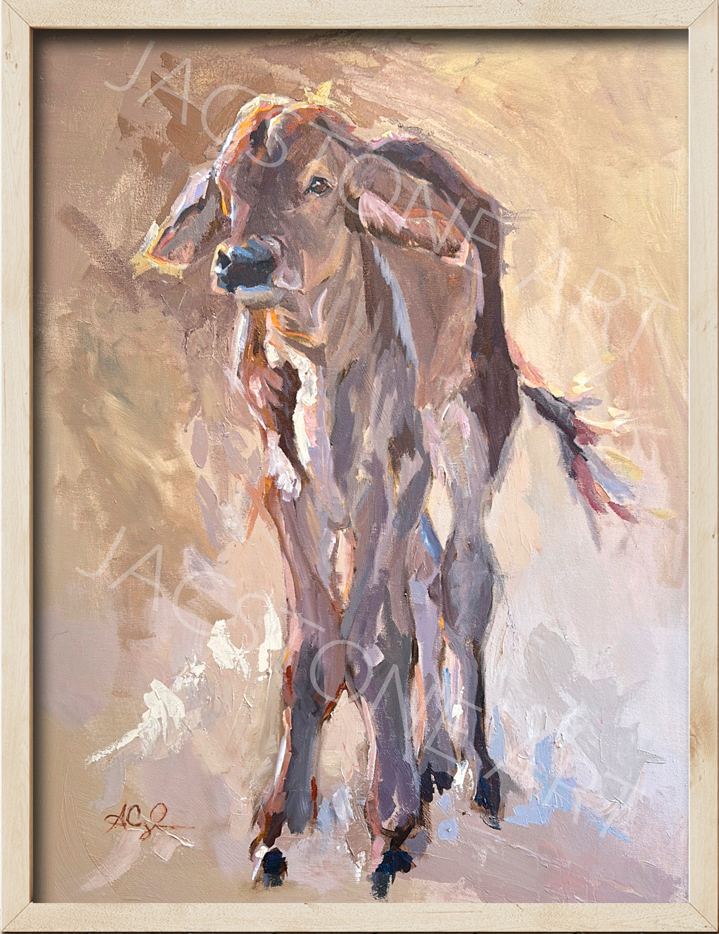 "Cinnamon Outlaw"- Ranch Brahman Cattle Western Art- Art Print