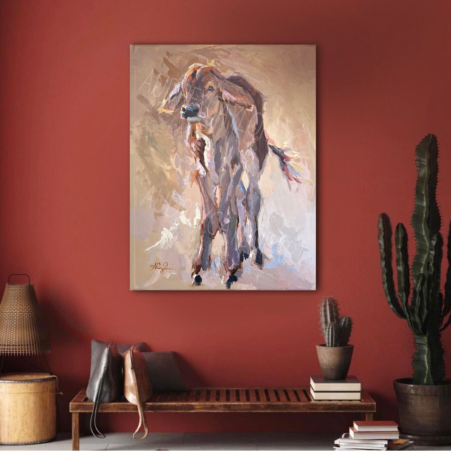"Cinnamon Outlaw"- Ranch Brahman Cattle Western Art- Art Print