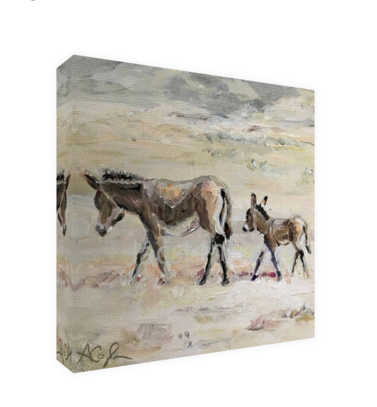 Donkey Mom & Baby- Canvas Art MINI