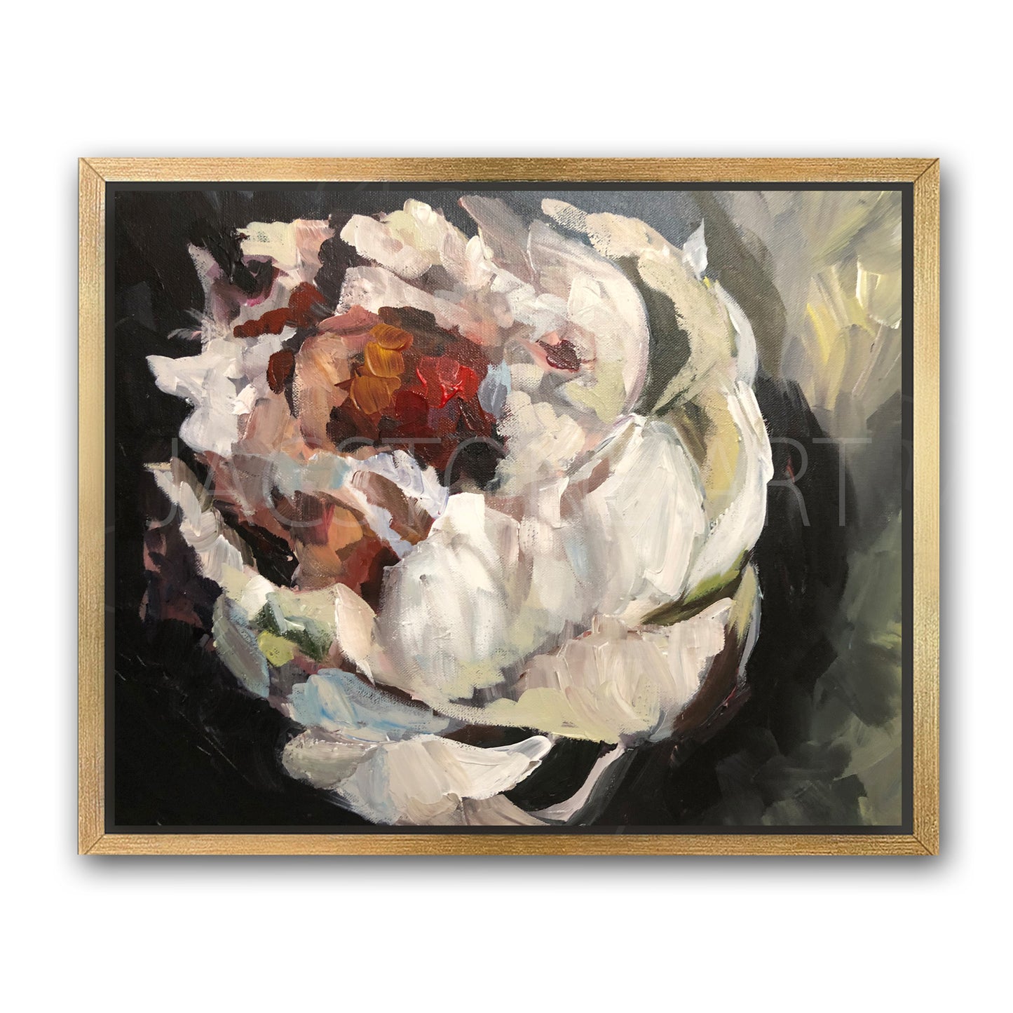 Baroque Peony- Giclee Gallery Wrapped Canvas on Gold Floater Frame