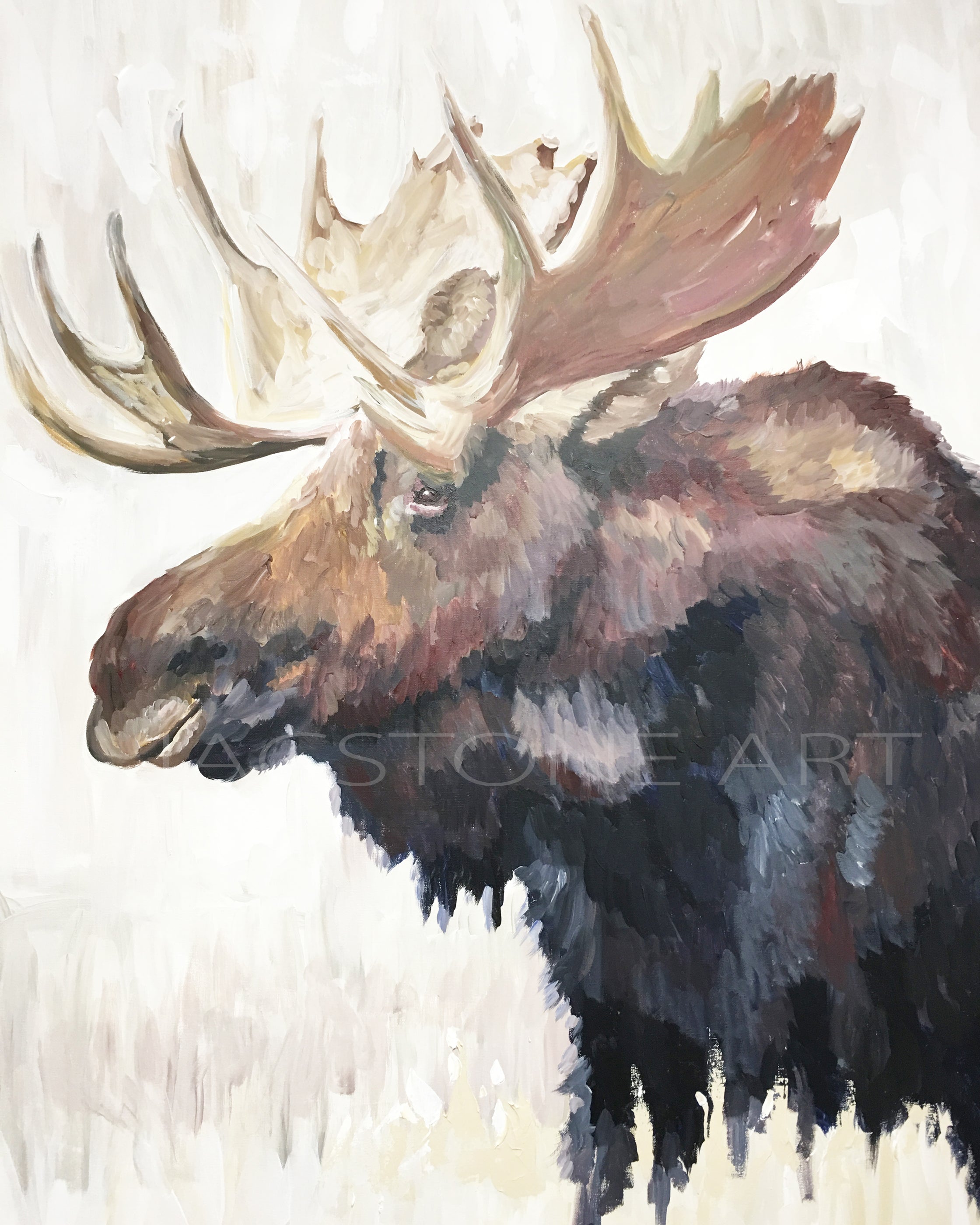 Blue Moose- Art Print – Jacstone Art
