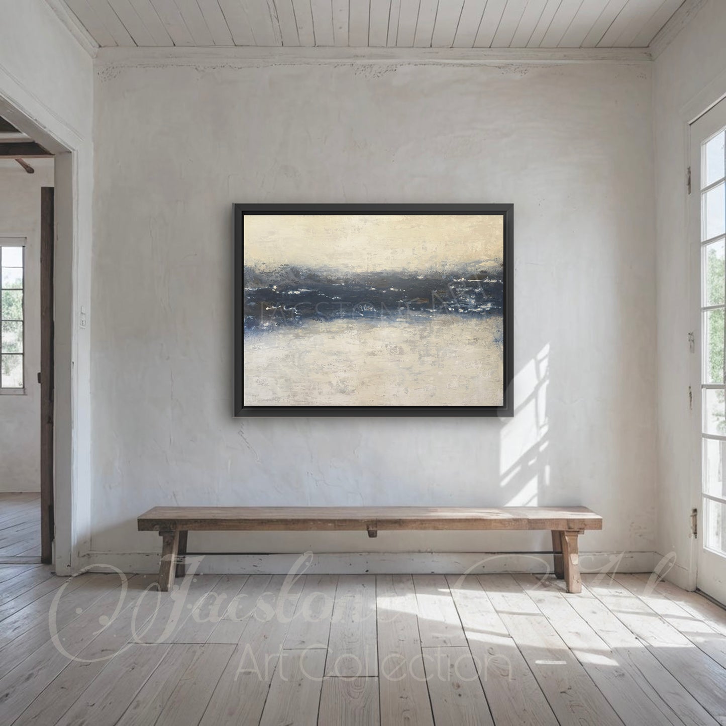 Distance Wave- Black Floating Framed Canvas