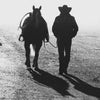 “Lead Time” Cowboy and Horse Fog Western Black and White Photography
